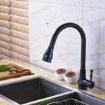 Baterie chiuveta bucatarie inalta cu dus extensibil culoare negru Venustar - imagine 2