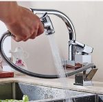 Baterie bucatarie monocomanda cu doua jeturi de apa pipa lebada si dus extractabil - imagine 4