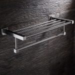 Etajera depozitare prosoape fixare perete inox satinat Venustar - imagine 3