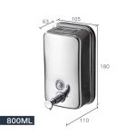 Dozator sapun lichid 800ml INOX mat satinat metalic - imagine 2