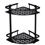 Etajera baie culoare neagra aluminiu - dubla cu suport prosop