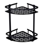 Etajera baie culoare neagra aluminiu - dubla cu suport prosop - imagine 6