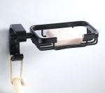 Savoniera aluminiu culoare neagra cu suport prosop - imagine 5