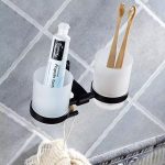 Suport pahar sticla dublu si cuier prosop culoare neagra - imagine 4