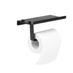 Suport hartie igienica aluminiu culoare neagra cu etajera - imagine 3