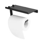 Suport hartie igienica aluminiu culoare neagra cu etajera - imagine 4