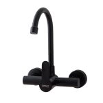 Baterie bucatarie Venustar, prindere pe perete, pipa lebada mobila negru mat