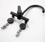 Baterie bucatarie Venustar, prindere pe perete, pipa lebada mobila negru mat - imagine 2