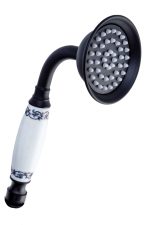 Baterie cada Venustar, prindere perete, cu set de dus cu bara , negru mat cu broderie ceramica - imagine 3