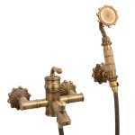 Baterie cada Venustar , stil bambus , bronz antichizat cu broderie - imagine 9