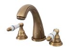 Baterie lavoar Venustar ,cu trei cai ,montare chiuveta baie, bronz antichizat, cu broderie ceramica - imagine 2