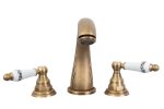 Baterie lavoar Venustar ,cu trei cai ,montare chiuveta baie, bronz antichizat, cu broderie ceramica
