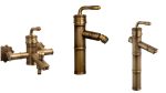 Set baterii cada , bideu , si lavoar montare pe blat , bronz antichizat cu broderie