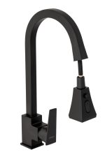 Baterie bucatarie Venustar, para de dus extractabila , negru mat