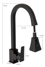 Baterie bucatarie Venustar, para de dus extractabila , negru mat - imagine 2