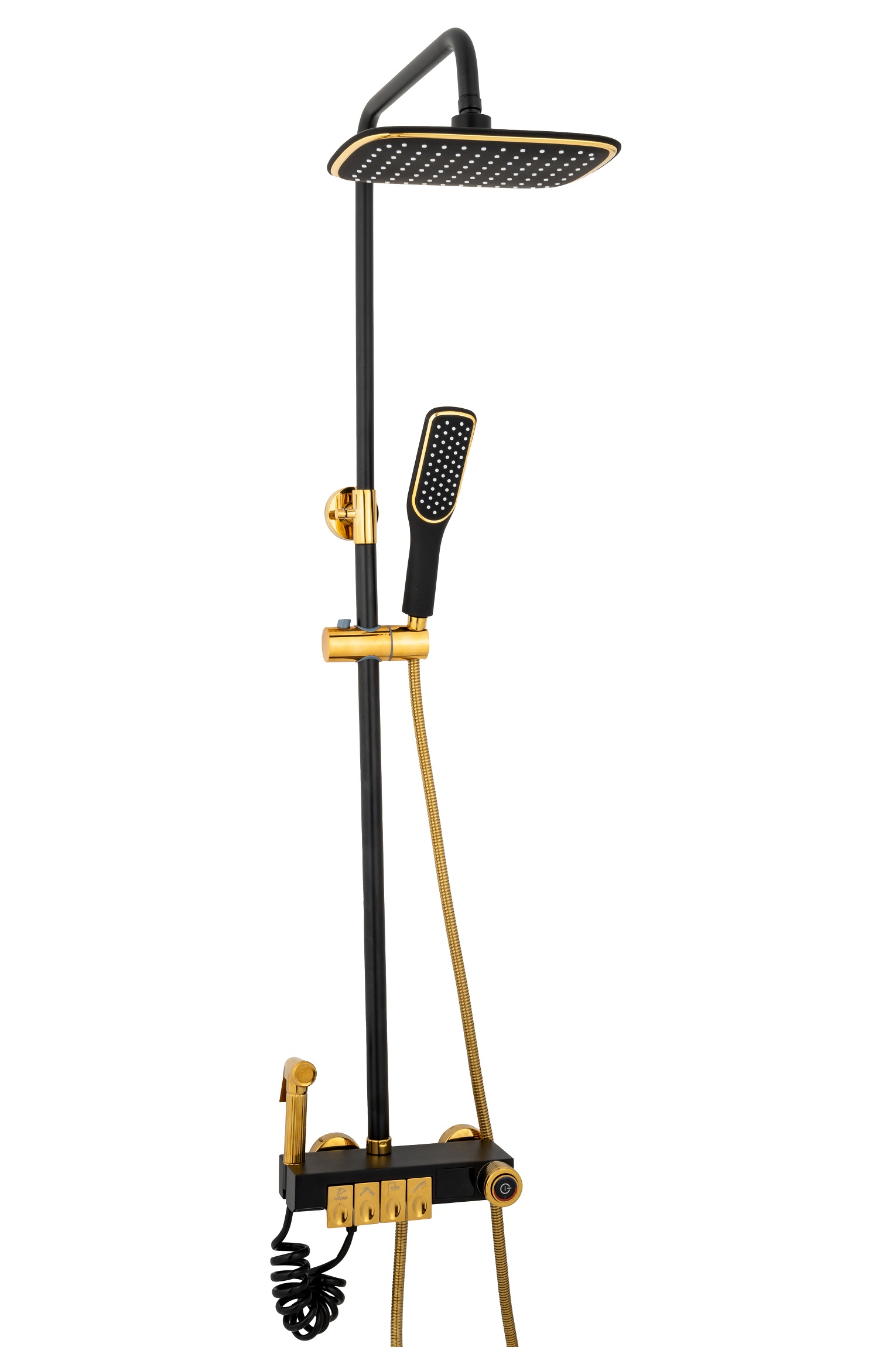 Coloana de dus Venustar, cu patru functii cu afisaj temperatura apa LCD si functie de bideu black-gold