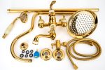 Coloana de dus Venustar ,cu trei functii , jade-gold+baterie lavoar montare chiuveta baie cu ventil inclus - imagine 7