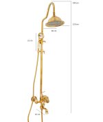 Coloana de dus Venustar ,cu trei functii , jade-gold+baterie lavoar montare chiuveta baie cu ventil inclus - imagine 6