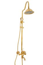 Coloana de dus Venustar ,cu trei functii , jade-gold+baterie lavoar montare chiuveta baie cu ventil inclus - imagine 5