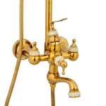 Coloana de dus Venustar ,cu trei functii , jade-gold+baterie lavoar montare chiuveta baie cu ventil inclus - imagine 4