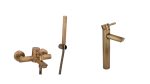 Set baterie cada Venustar, motare pe perete ,bronz antichizat+	Baterie lavoar , montare pe blat,langa lavoar bronz antichizat