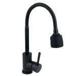 Baterie bucatarie lebada pipa flexibila perlator 2 functii,negru mat  Venustar