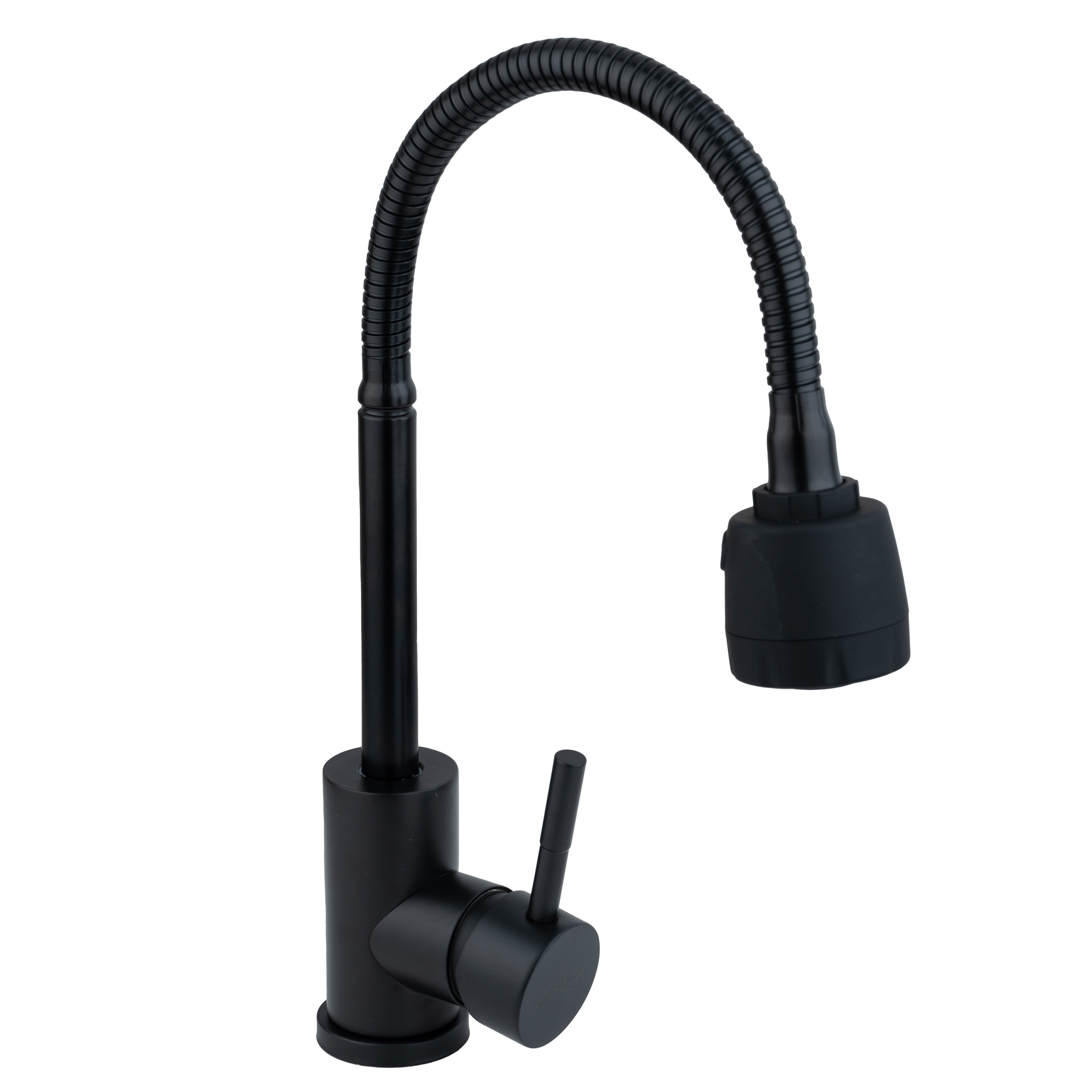 Baterie bucatarie lebada pipa flexibila perlator 2 functii,negru mat  Venustar