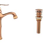 Baterie lavoar Venustar ,montare pe blat, jade-rose gold+ventil evacuare lavoar fara prea plin
