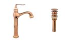 Baterie lavoar Venustar ,montare pe blat, jade-rose gold+ventil evacuare lavoar fara prea plin