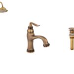 Coloana de dus Venustar ,cu trei functii , jade-bronz antichizat+baterie lavoar montare chiuveta baie cu ventil inclus