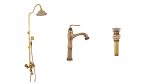 Coloana de dus Venustar ,cu trei functii , jade-bronz antichizat+baterie lavoar montare pe blat cu ventil inclus