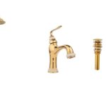 Coloana de dus Venustar ,cu trei functii , jade-gold+baterie lavoar montare chiuveta baie cu ventil inclus