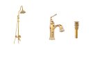 Coloana de dus Venustar ,cu trei functii , jade-gold+baterie lavoar montare chiuveta baie cu ventil inclus
