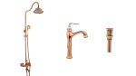 Coloana de dus Venustar ,cu trei functii , jade- rose gold+baterie lavoar montare pe blat cu ventil inclus