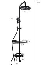 Coloana de dus Venustar, cu trei functii, negru mat cu broderie ceramica - imagine 2