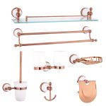 Set accesorii baie Venustar, cu sapte piese , rose-gold