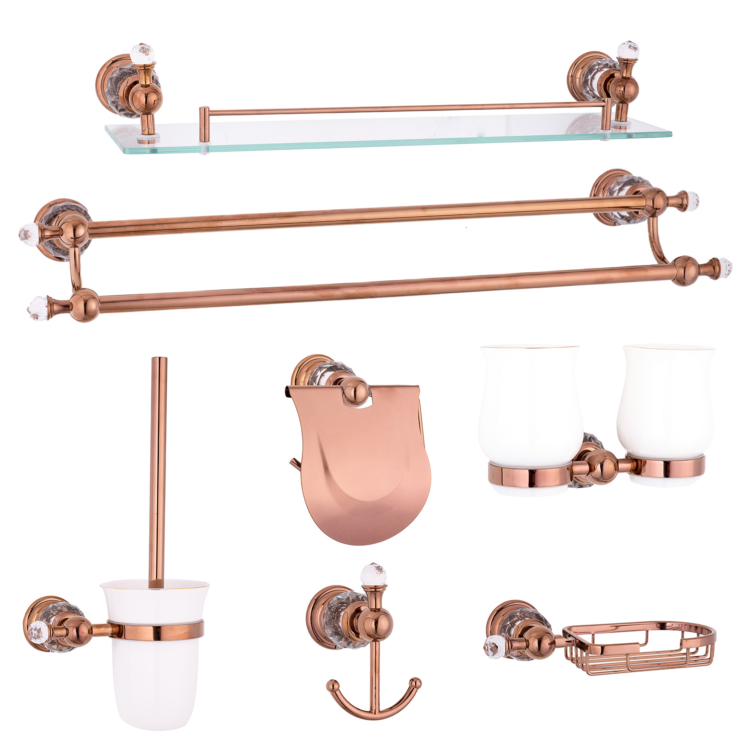 Set sapte piese , accesorii baie Venustar, rose-gold