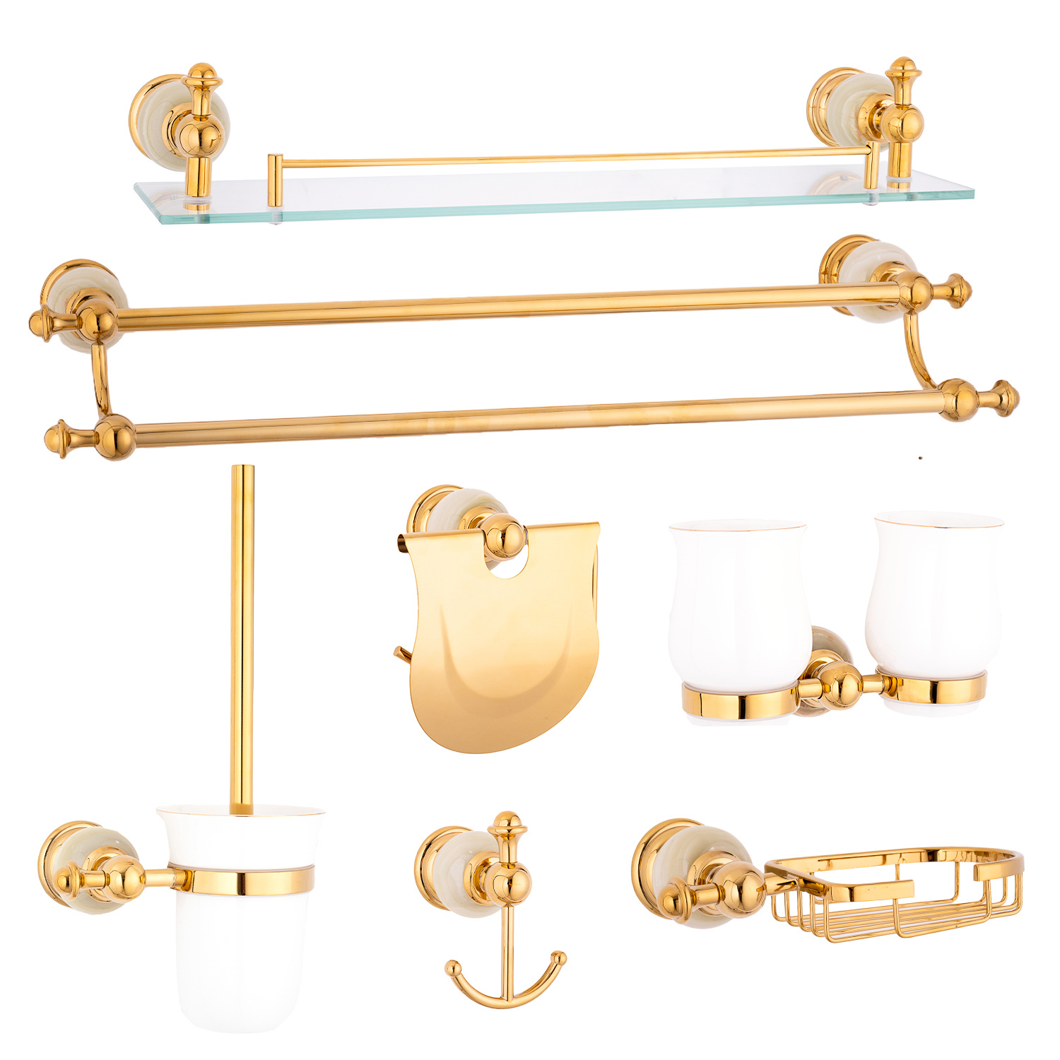 Set sapte piese ,accesorii baie,Jade gold Venustar