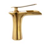Baterie lavoar cascada ,montare chiuveta baie , gold Venustar - imagine 9