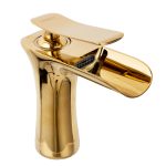 Baterie lavoar cascada ,montare chiuveta baie , gold Venustar - imagine 7