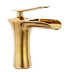 Baterie lavoar cascada ,montare chiuveta baie , gold Venustar - imagine 8