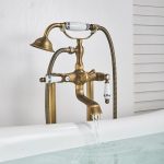 Baterie cada freestanding, Venustar, dubla comanda bronz antichizat cu broderie ceramica - imagine 2
