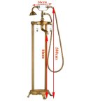 Baterie cada freestanding, Venustar, dubla comanda bronz antichizat cu broderie ceramica - imagine 6