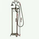 Baterie cada freestanding, Venustar,dubla comanda,negru mat,cu broderie ceramica - imagine 2