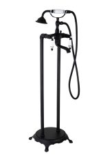 Baterie cada freestanding, Venustar,dubla comanda,negru mat,cu broderie ceramica