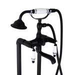 Baterie cada freestanding, Venustar,dubla comanda,negru mat,cu broderie ceramica - imagine 5