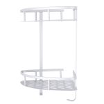 Etajera baie dubla, montare pe perete, cu suport prosop, gri mat - imagine 3