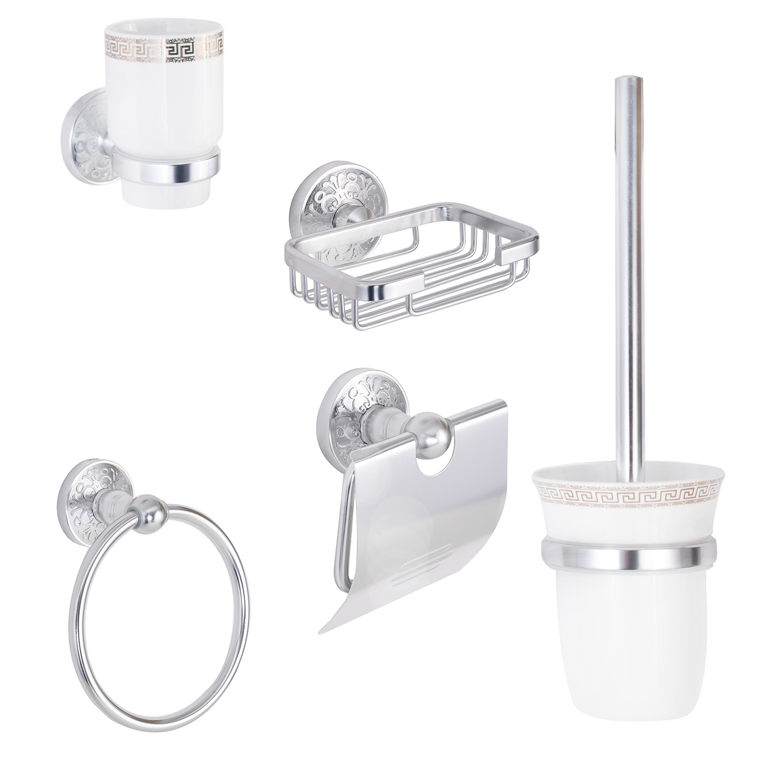 Set accesorii baie Venustar, 5 piese argintiu