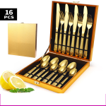 Set 16 tacamuri, din inox,pentru 4 persoane, Venustar,gold - imagine 5