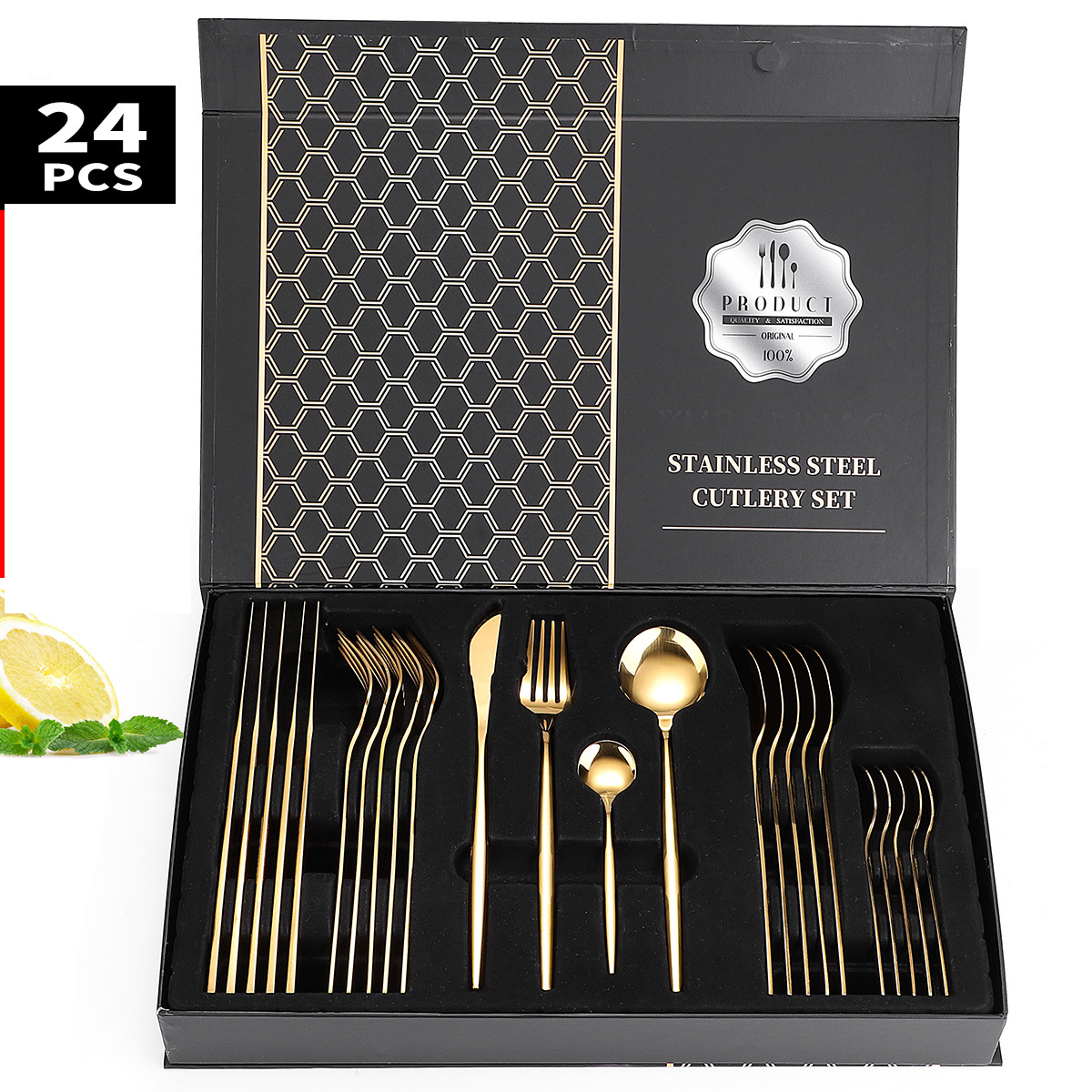Set 24 tacamuri,stainles steel,TRENDY’S,gold (1) Set 24 tacamuri,stainles steel, Venustar,gold - imagine 1